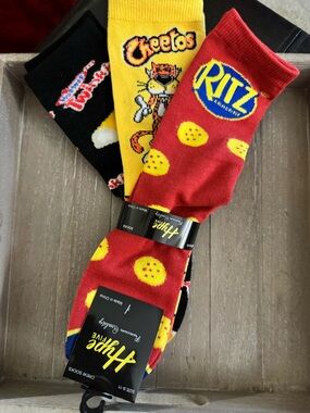 Ritz Red Crew Socks - Novelty Snack Logo Socks